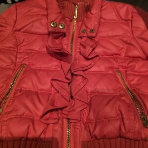 Juicy Couture Red Puffer Girls Jacket with Gold Accents